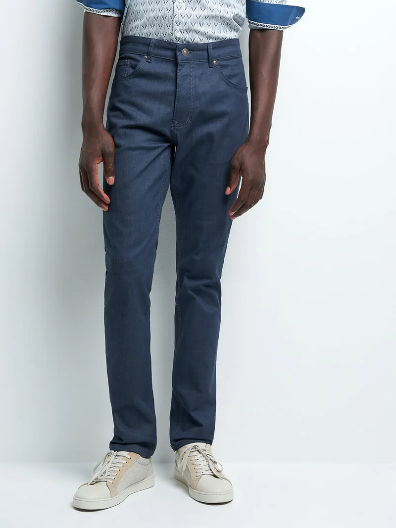 Jean couleur slim en coton élasthane uni