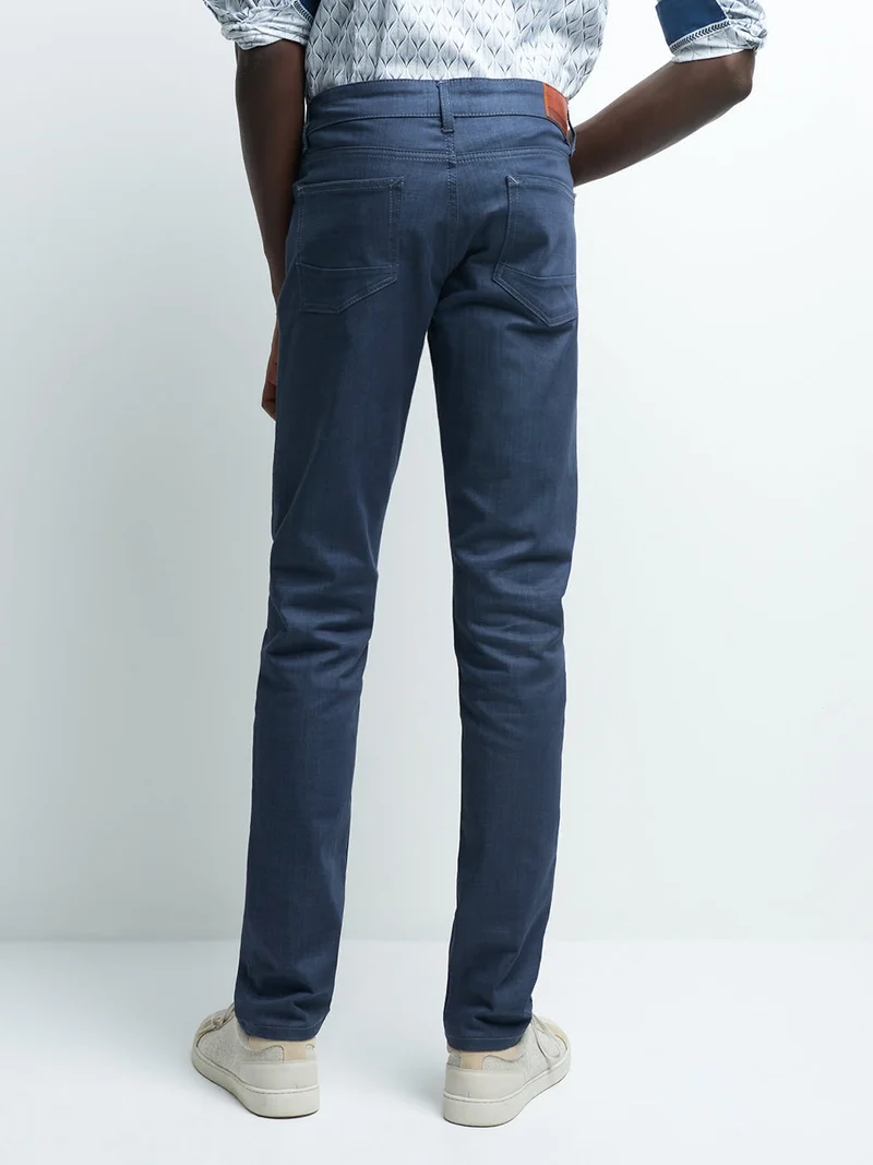 Jean couleur slim en coton élasthane uni