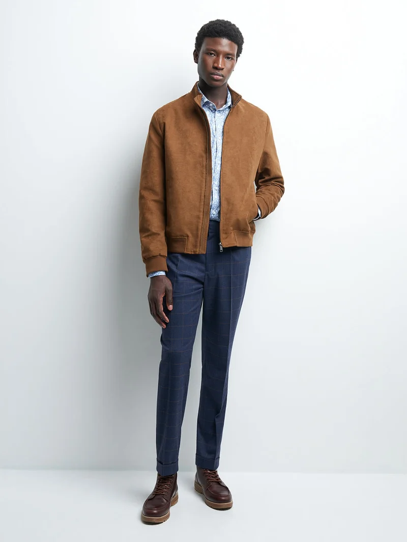 Blouson suédine col montant