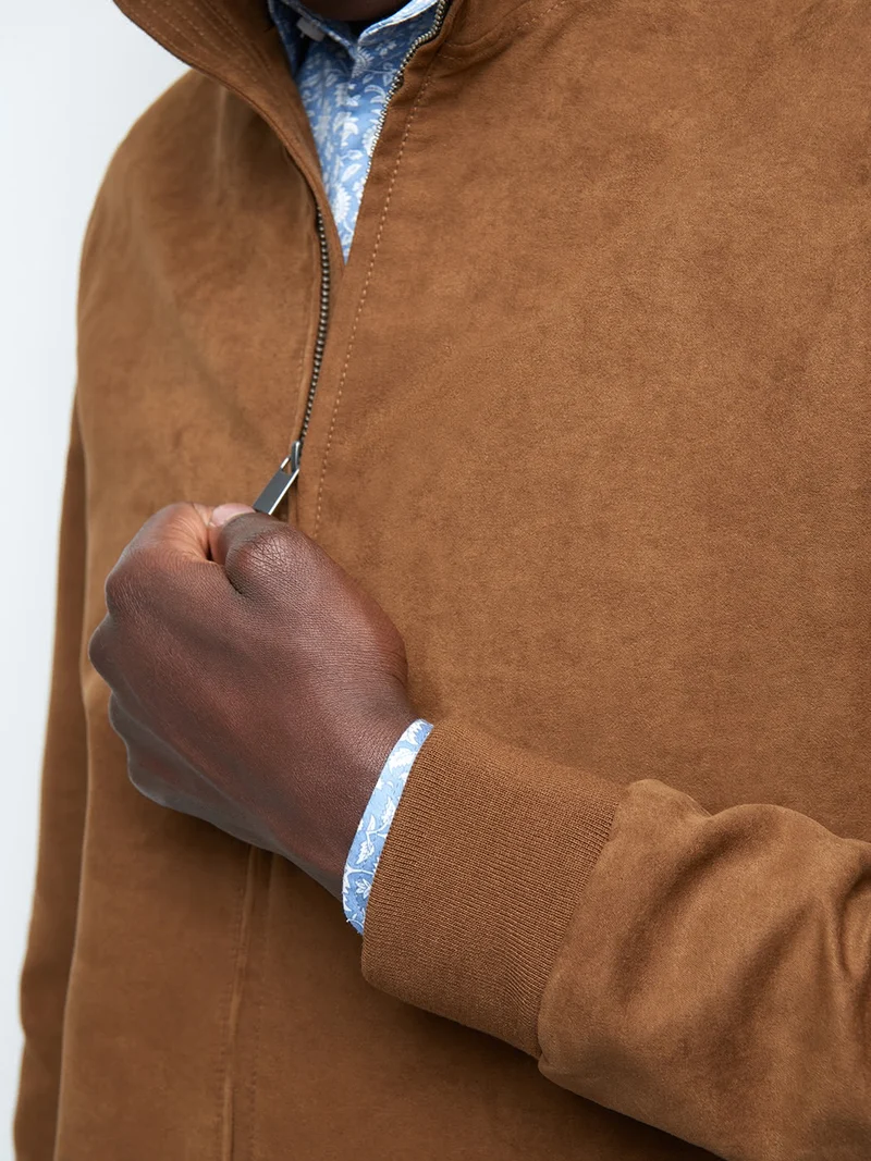 Blouson suédine col montant