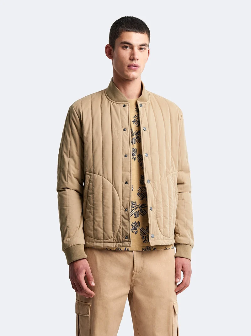 Blouson bomber matelassé col teddy