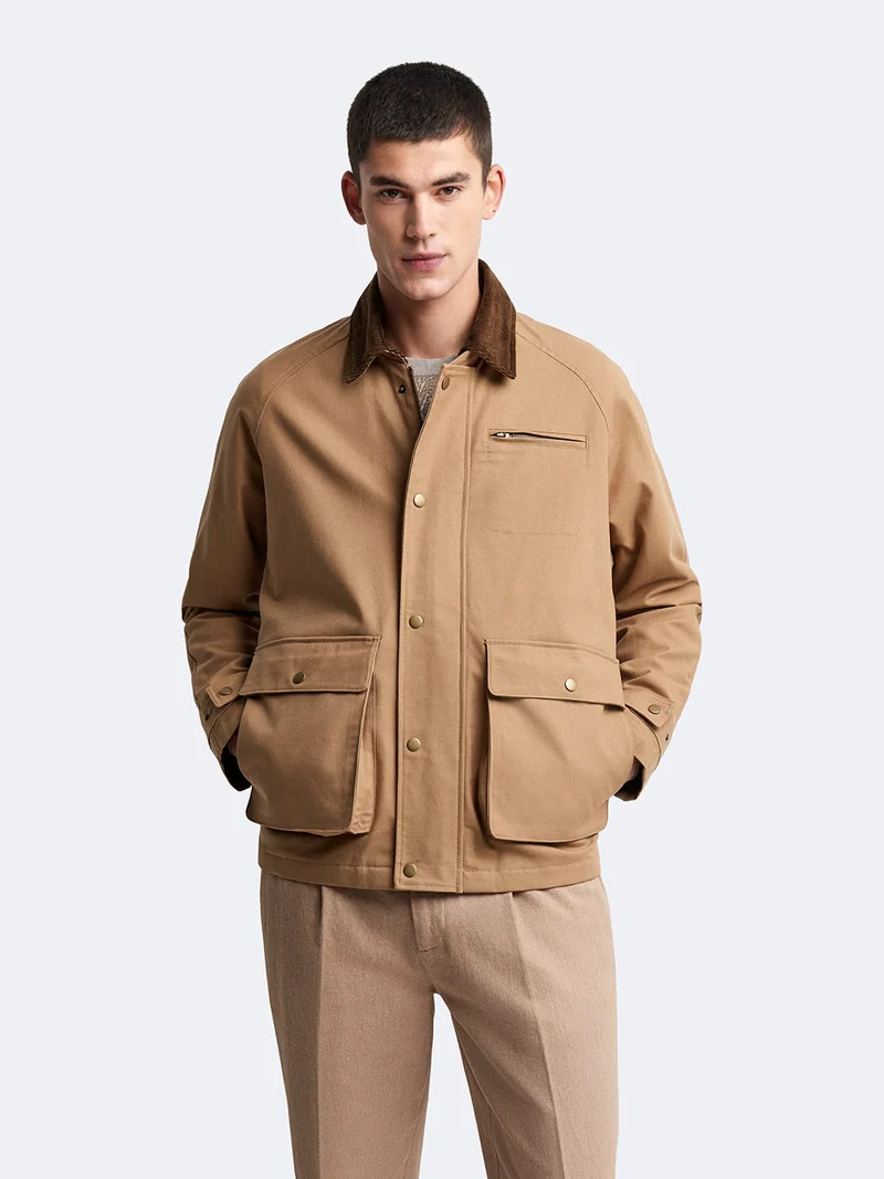 Blouson zippé col velours côtelé