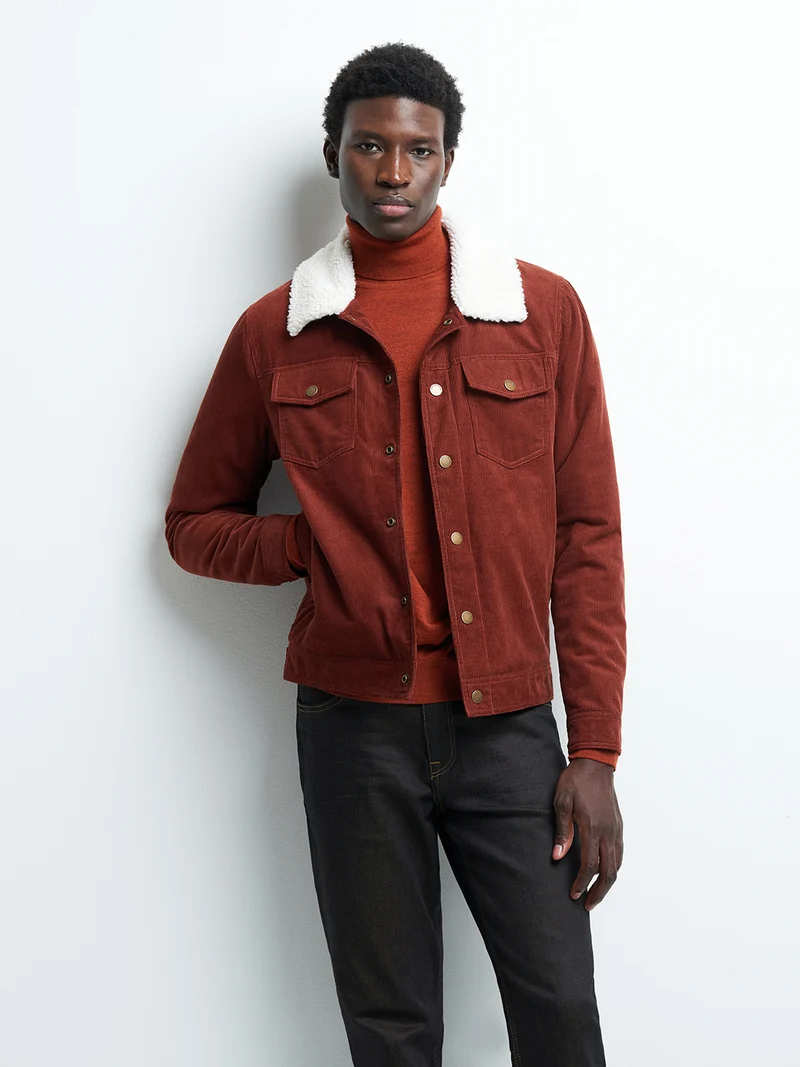 Blouson en velours col sherpa