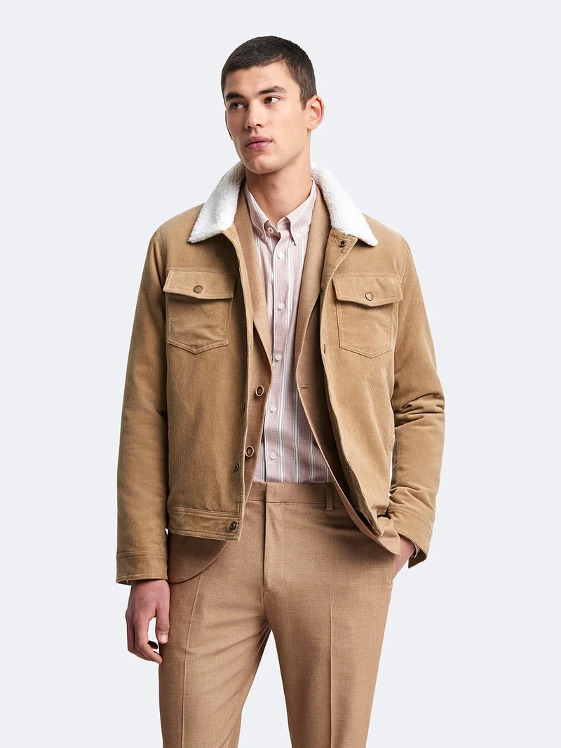 Blouson en velours côtelé col sherpa