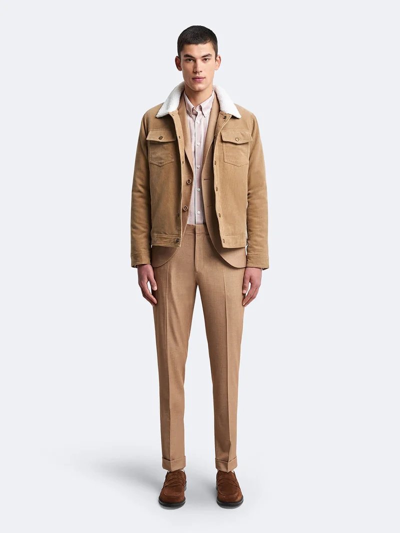 Blouson en velours côtelé col sherpa