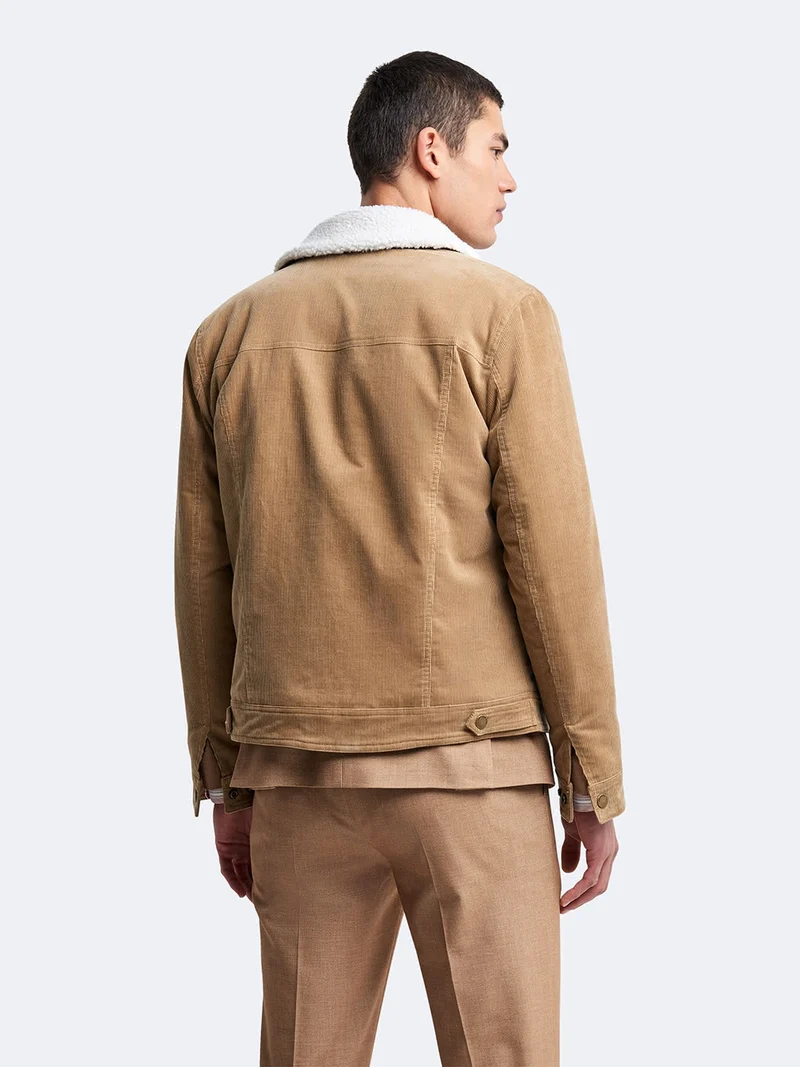 Blouson en velours côtelé col sherpa