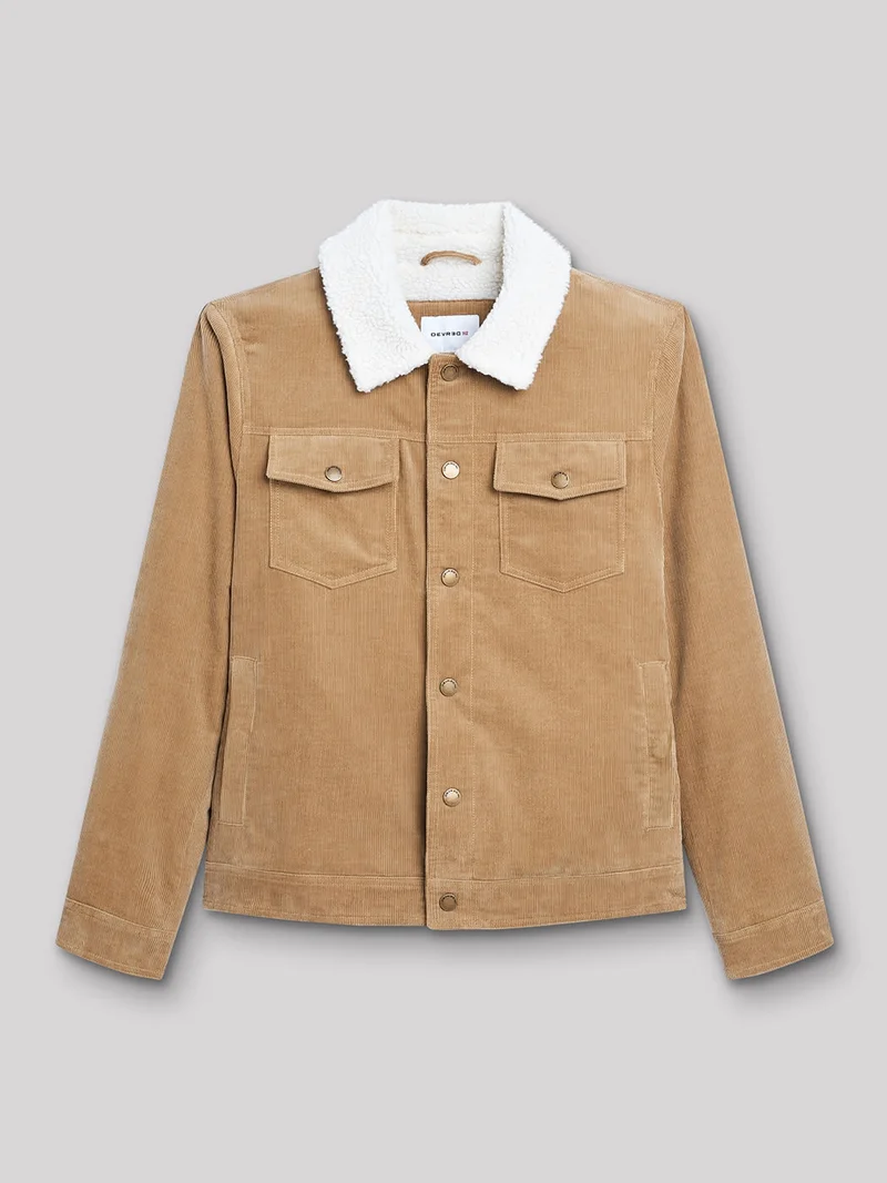 Blouson en velours côtelé col sherpa