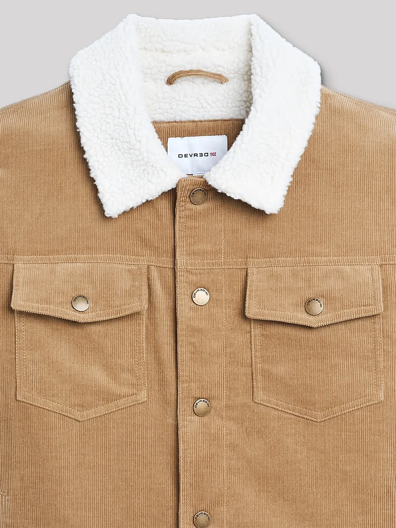 Blouson en velours côtelé col sherpa