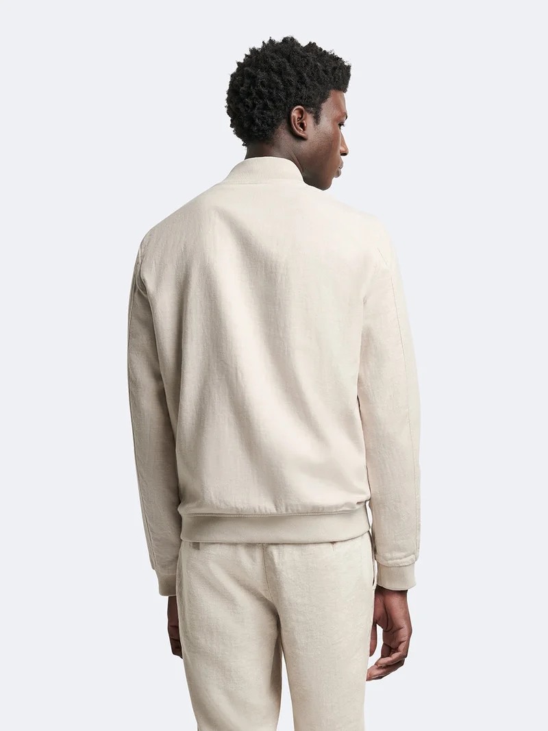 Blouson en coton-lin col teddy