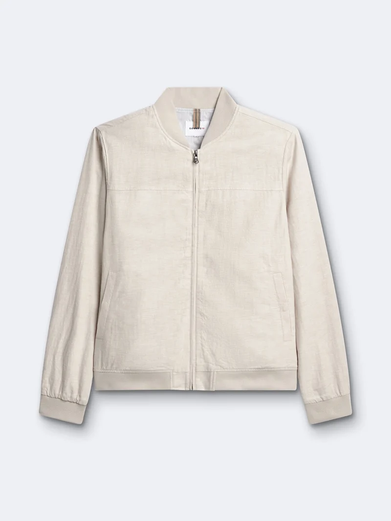 Blouson en coton-lin col teddy