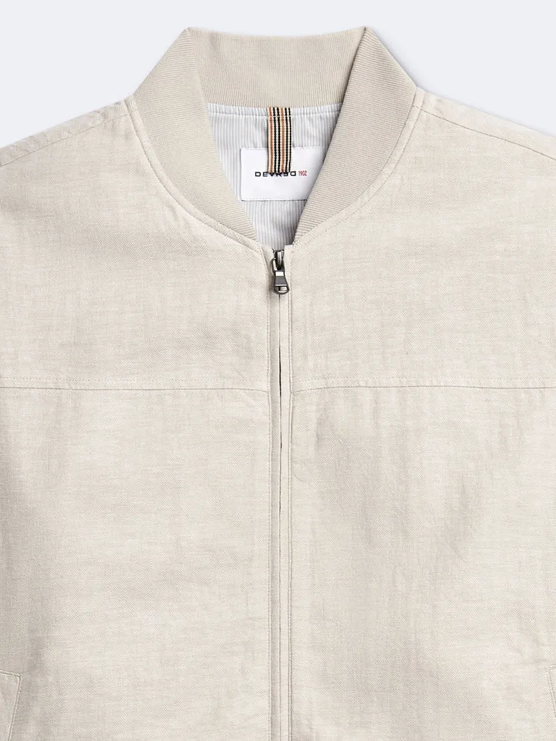 Blouson en coton-lin col teddy