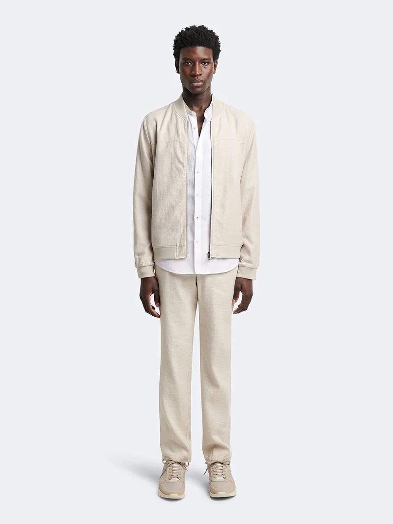 Blouson en coton-lin col teddy
