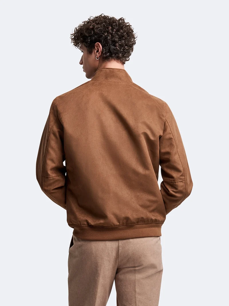 Blouson en suédine col montant