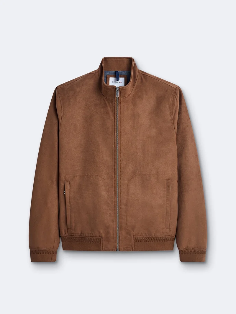 Blouson en suédine col montant