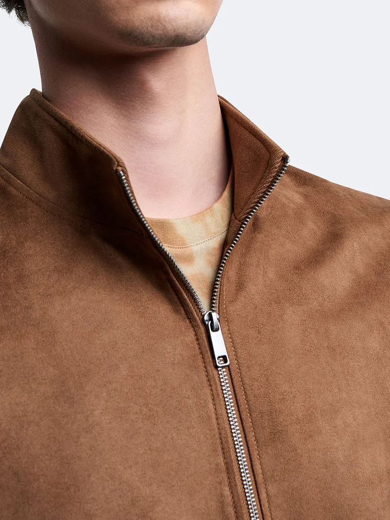 Blouson en suédine col montant