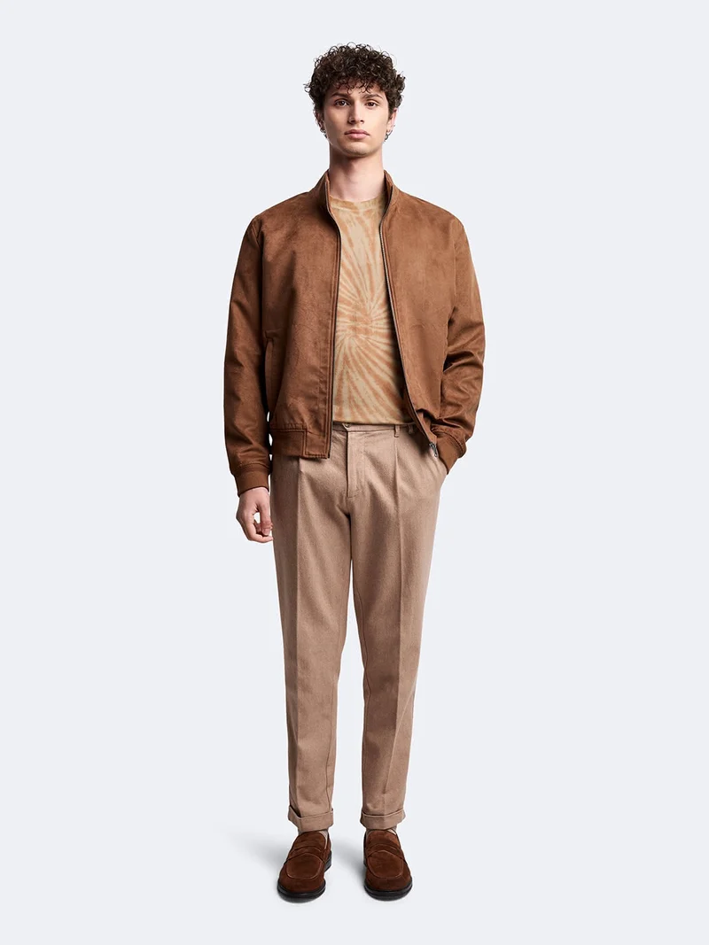 Blouson en suédine col montant