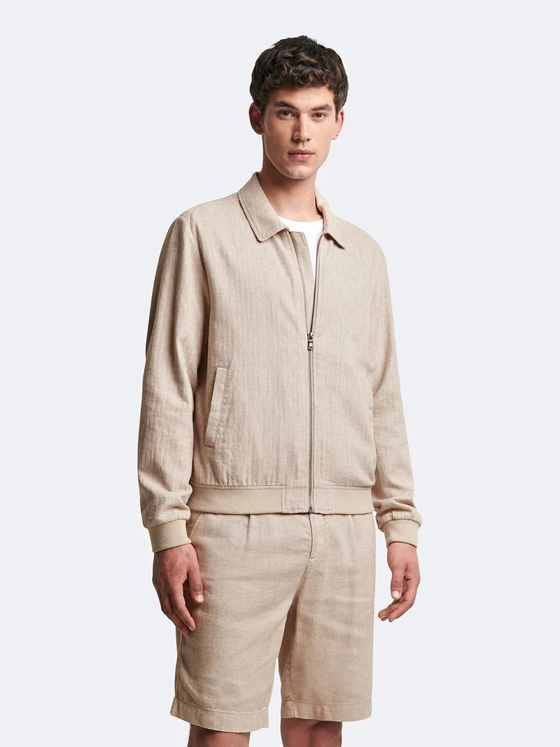 Blouson en coton-lin col chemise