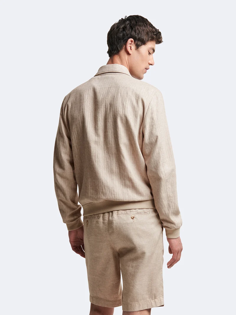 Blouson en coton-lin col chemise