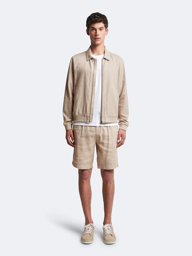 Blouson en coton-lin col chemise