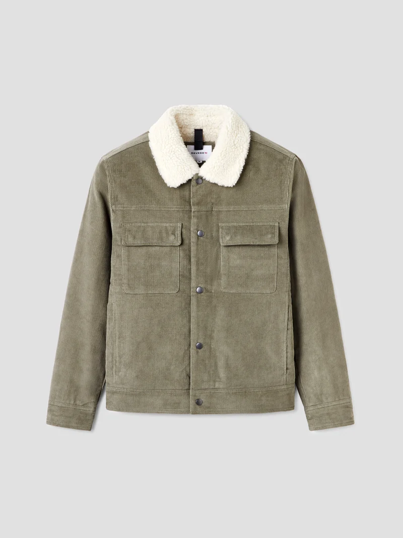 Veste en velours côtelé col sherpa