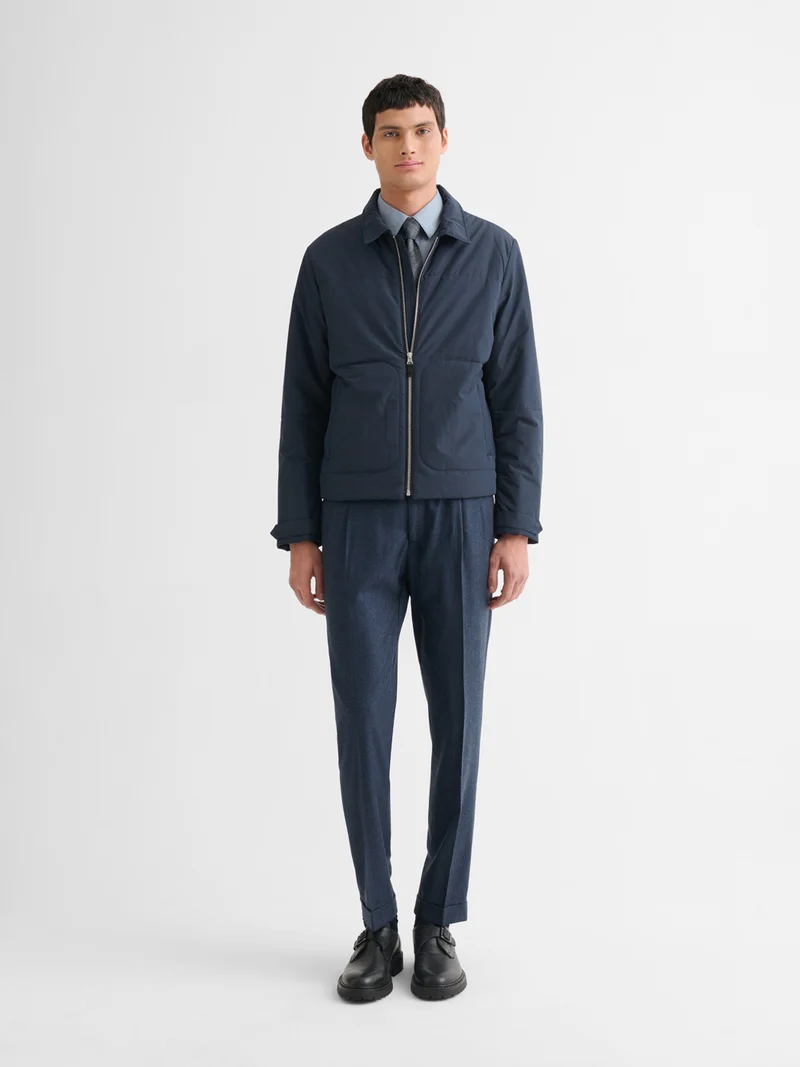 Blouson zippé matelassé col chemise