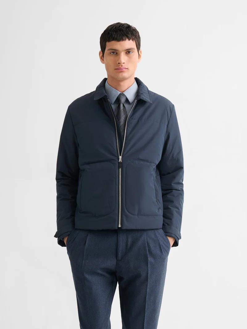 Blouson zippé matelassé col chemise