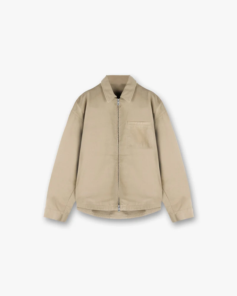 Cotton Zip Through Shirt - Beige