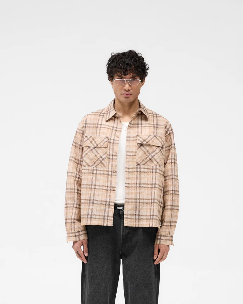 Sheer Flannel Shirt - Brown Check