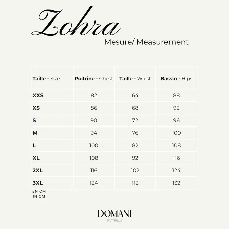 PATRON DE COUTURE PDF | Robe Zohra | Domani | BILINGUE (FR / EN)