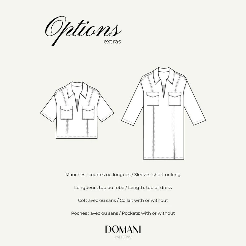 PATRON DE COUTURE PDF | Haut & Robe Sarah | Domani | BILINGUE (FR / EN)