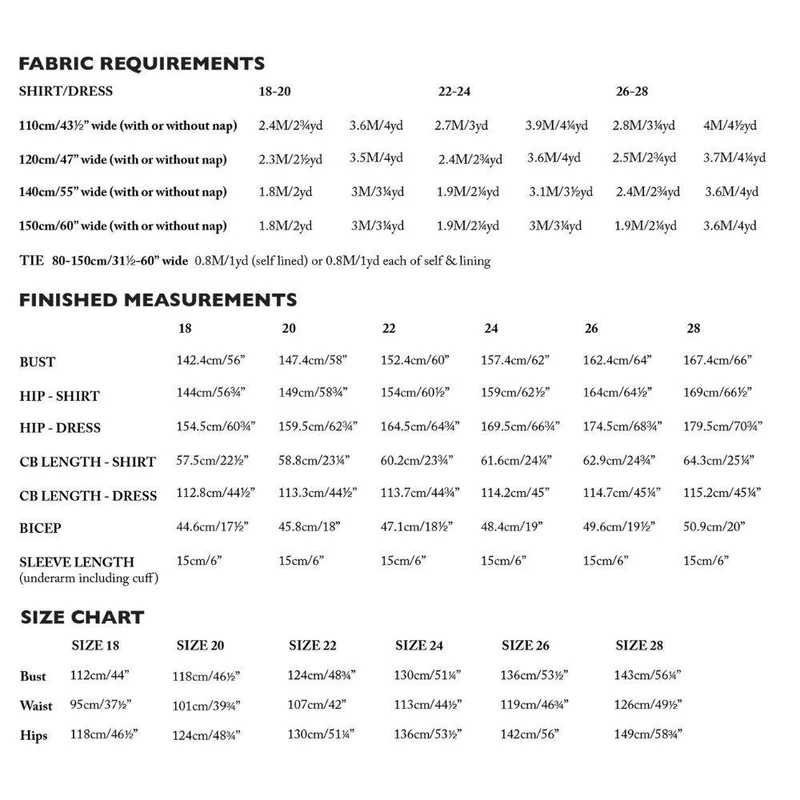 PATRON DE COUTURE PDF | Chemise & robe Scout Curvy | Merchant & Mills | UK 18–28