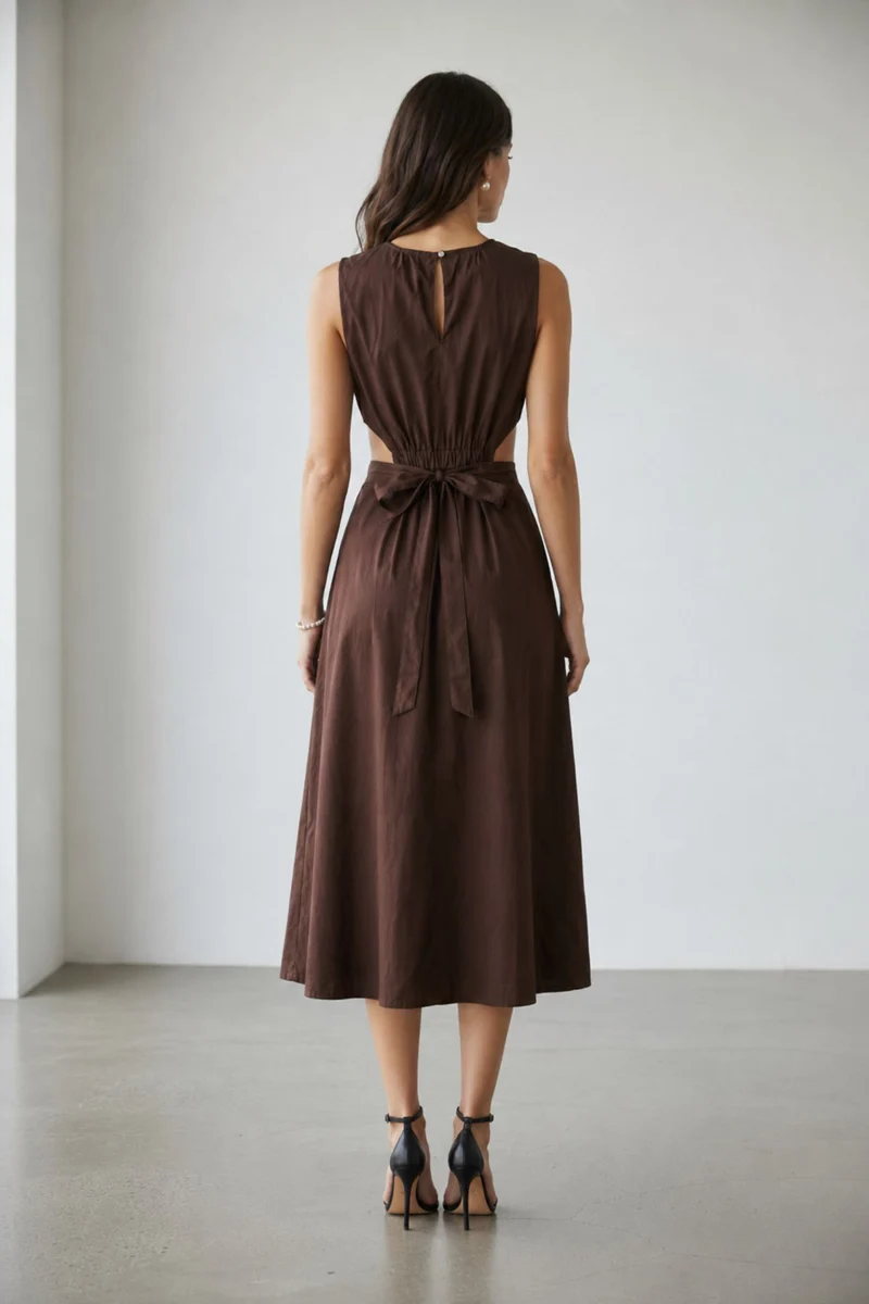 Zirelle|100% Cotton Gathered Midi Dress