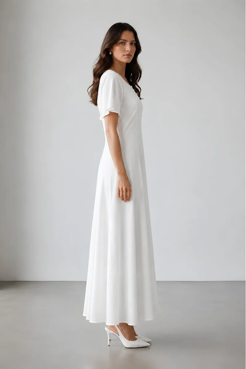 Hanura|100% Viscose Maxi Dress With Side Slit