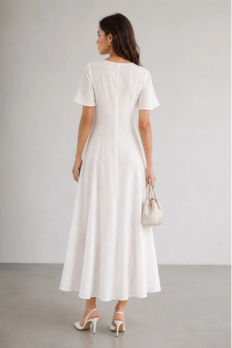 Hanura|100% Viscose Maxi Dress With Side Slit