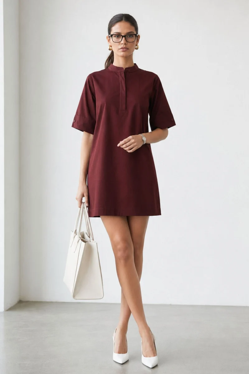 Moragi|100% Cotton Boxy Fit Classic Shirt Dress