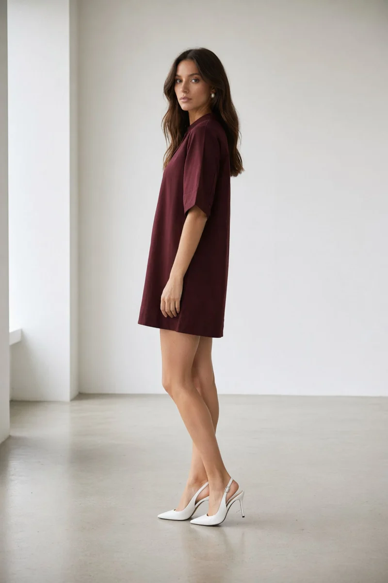 Moragi|100% Cotton Boxy Fit Classic Shirt Dress