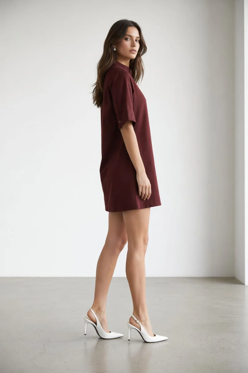 Moragi|100% Cotton Boxy Fit Classic Shirt Dress