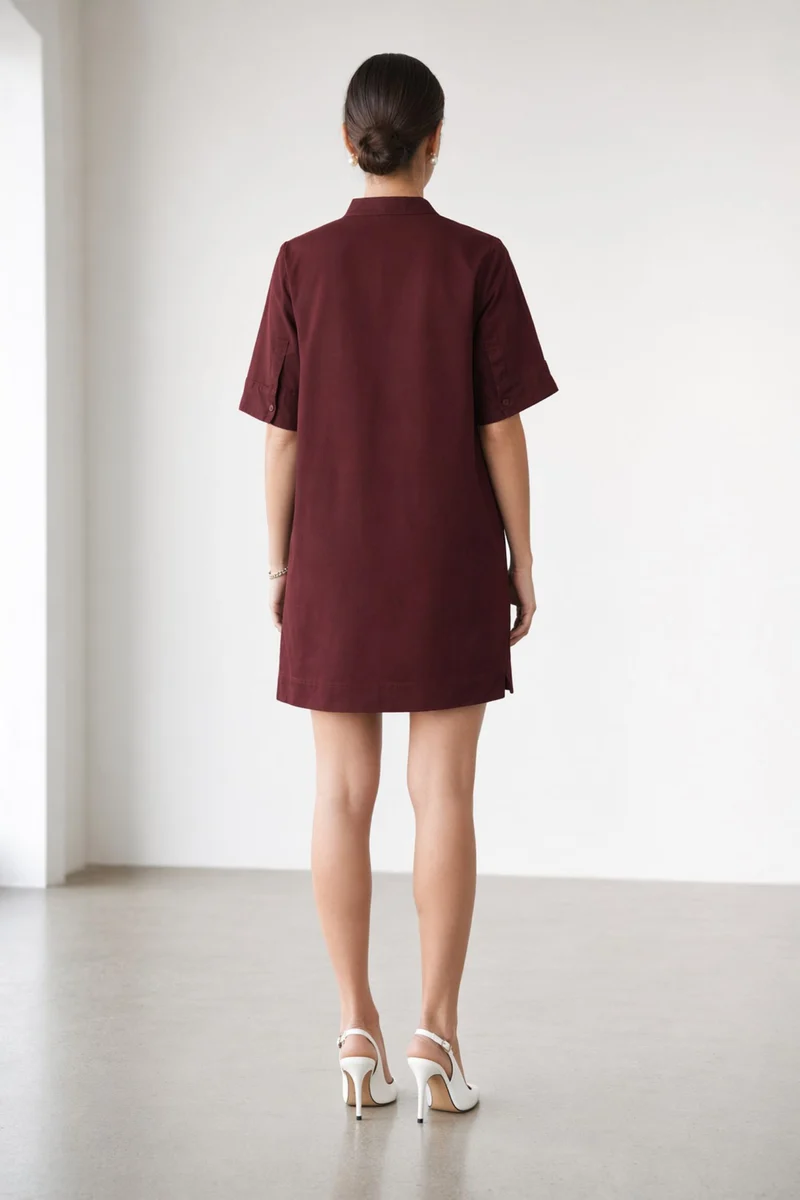 Moragi|100% Cotton Boxy Fit Classic Shirt Dress