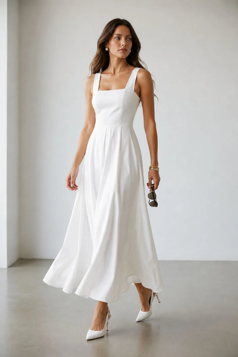Preyashi|100% Cotton Fit And Flare Dress With Bow