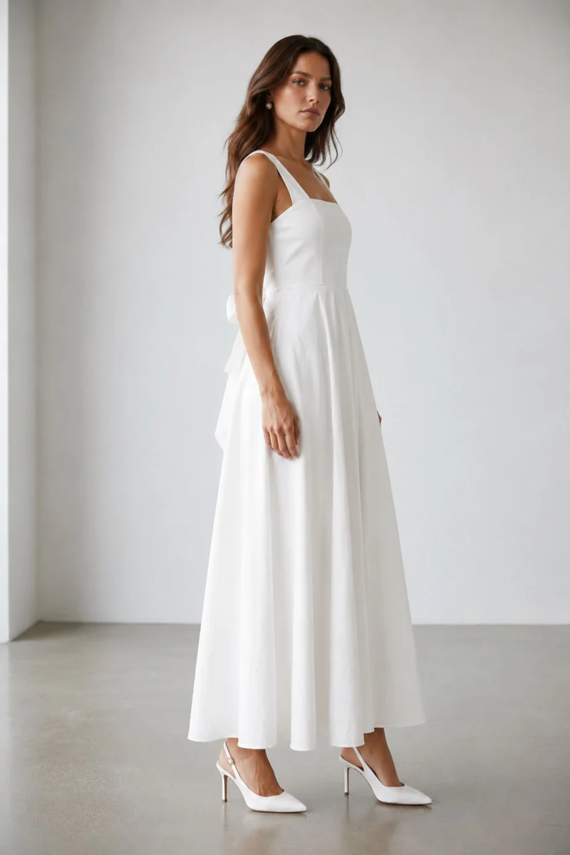 Preyashi|100% Cotton Fit And Flare Dress With Bow