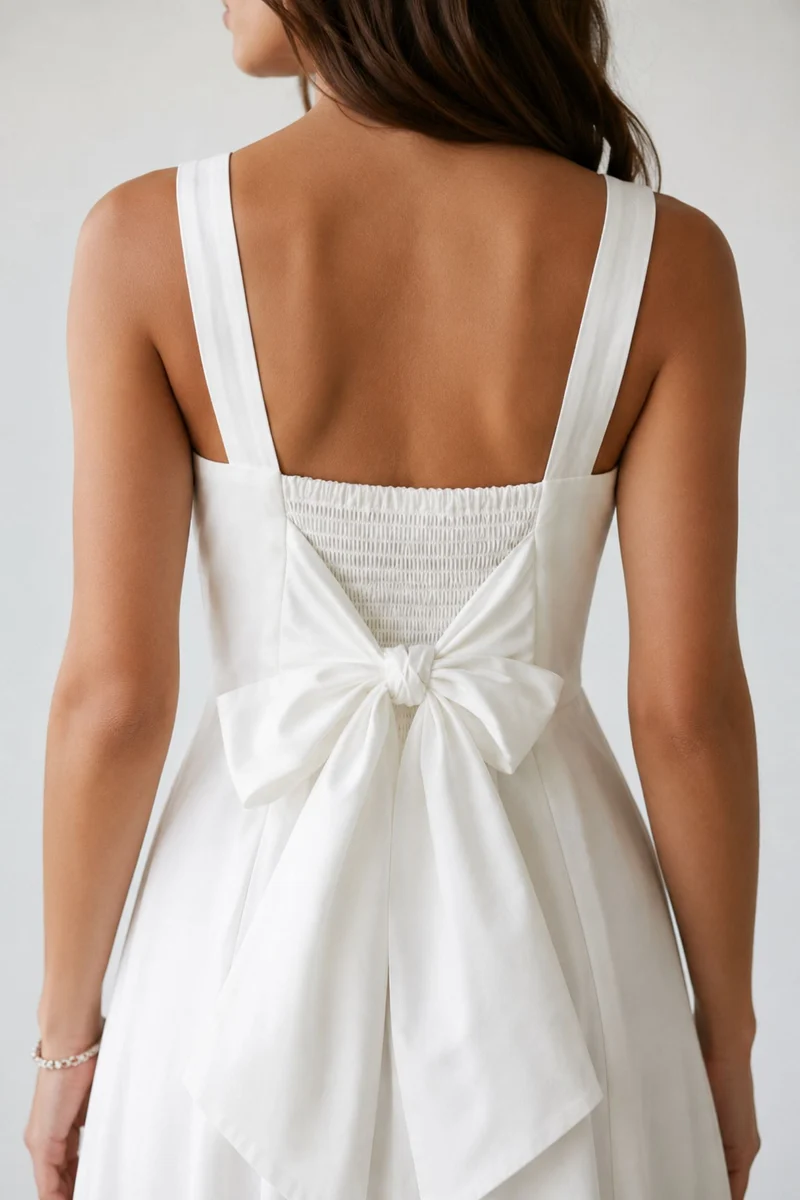 Preyashi|100% Cotton Fit And Flare Dress With Bow
