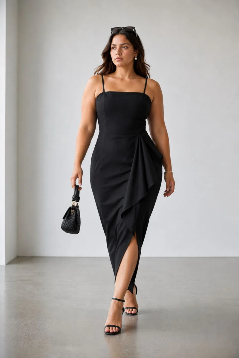 Rivelle|100% Viscose Strapless Fitted Maxi Dress