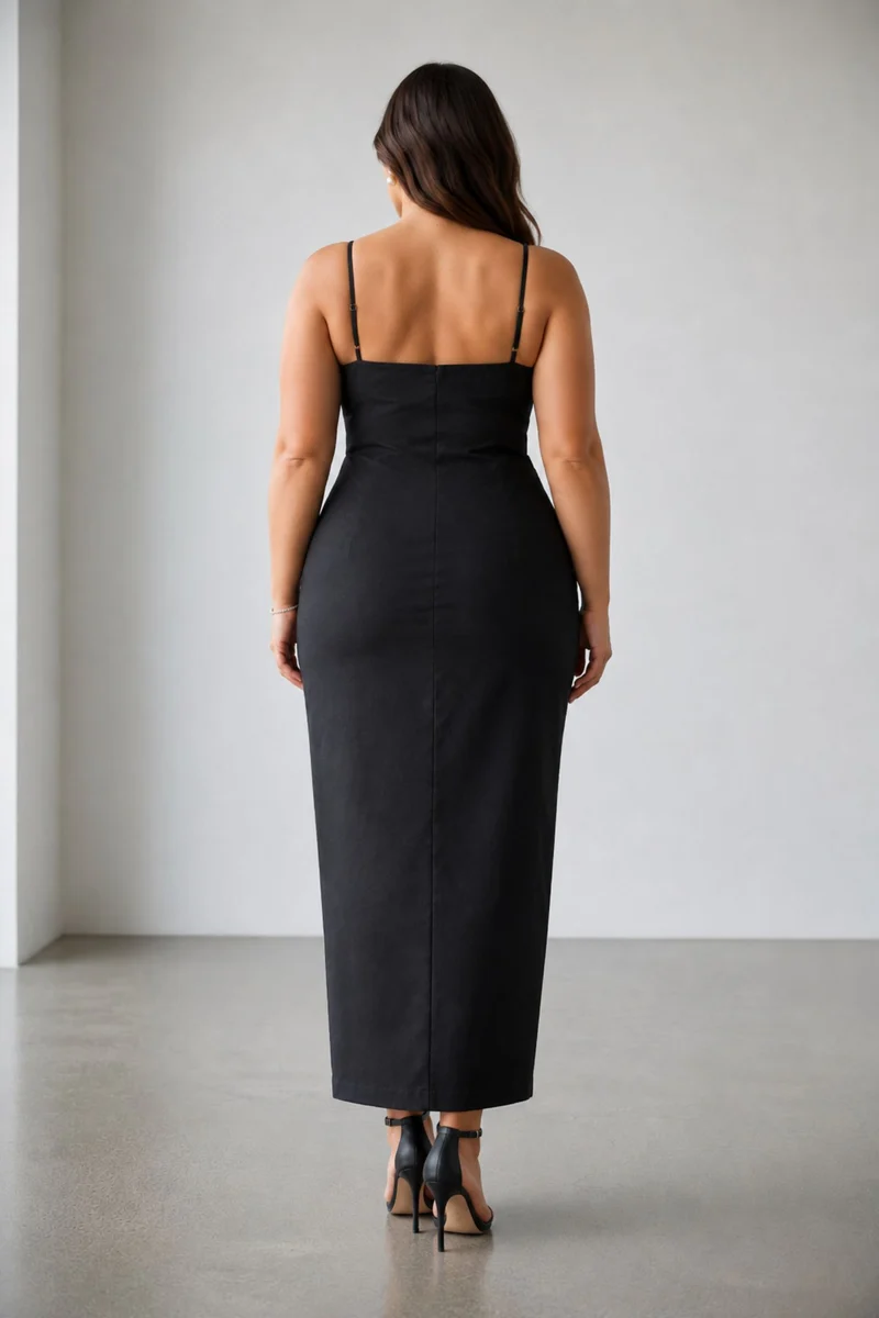 Rivelle|100% Viscose Strapless Fitted Maxi Dress