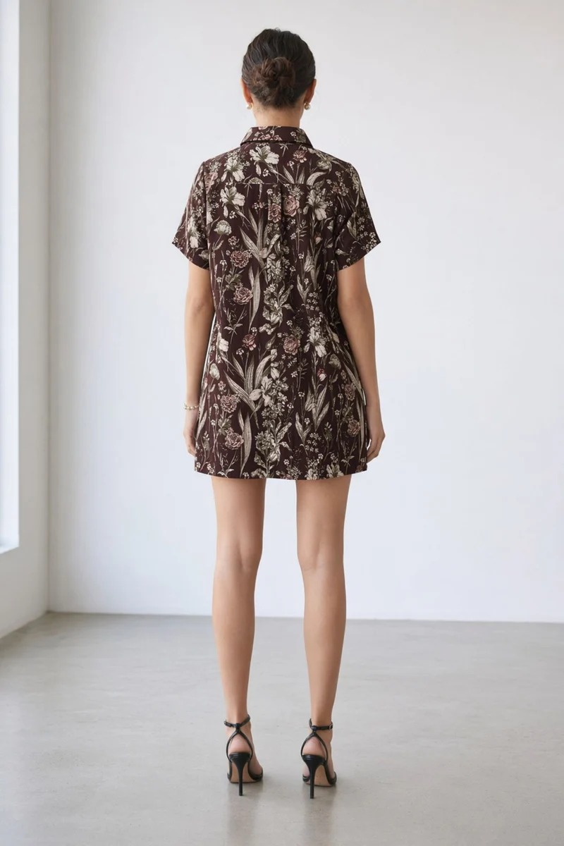 Kina|100% Cotton Boxy Fit Classic Shirt Dress