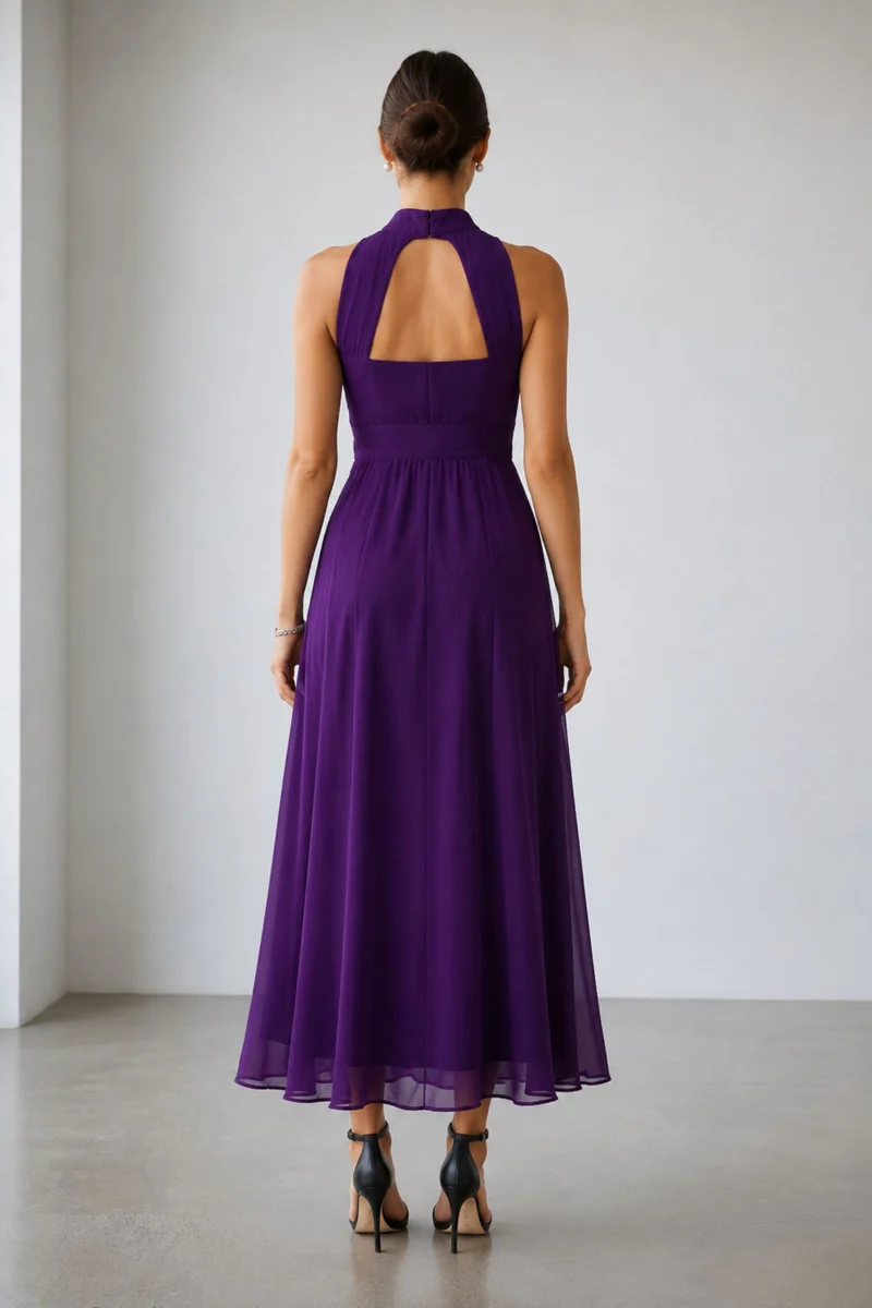Velisse|100% Viscose Back Cut-Out Maxi Dress