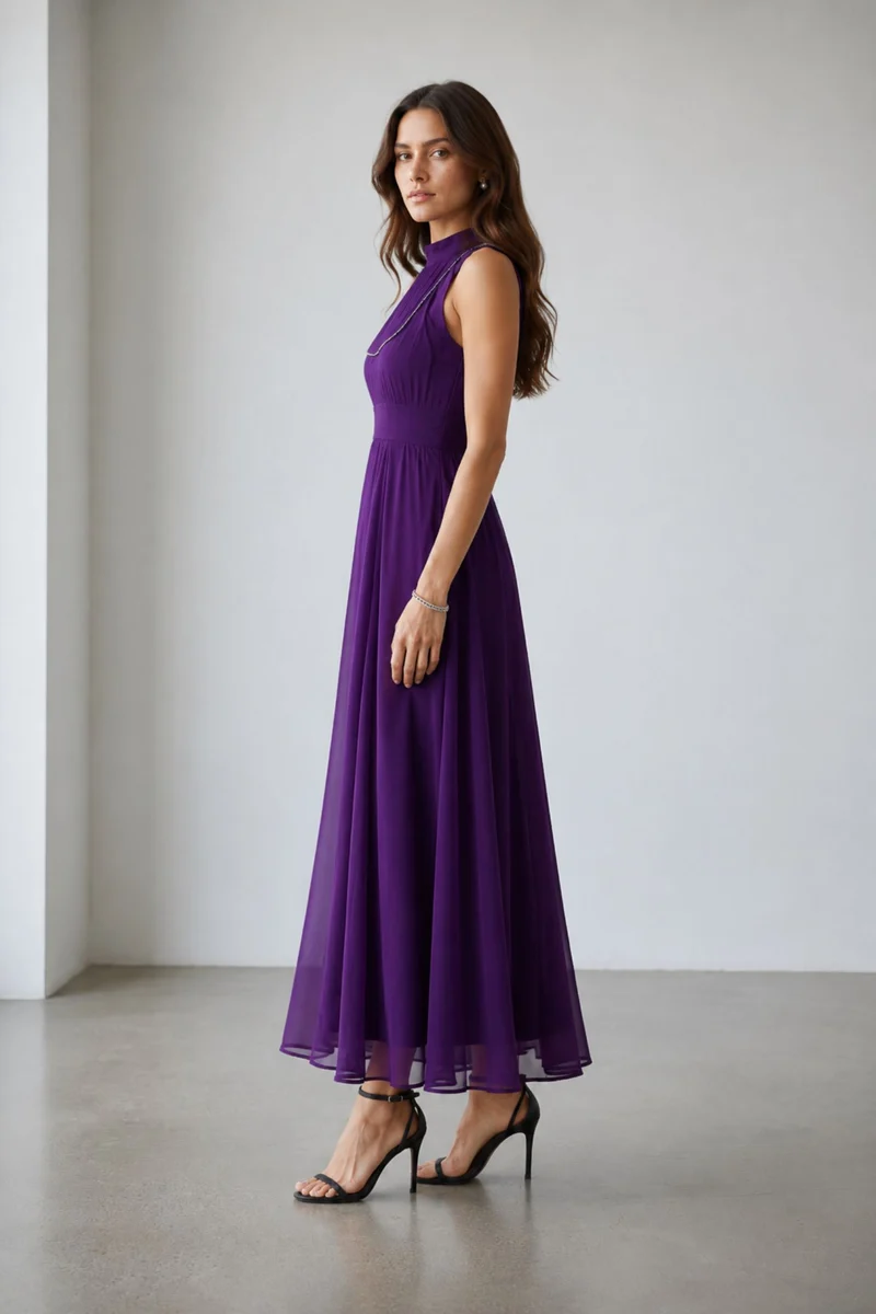 Velisse|100% Viscose Back Cut-Out Maxi Dress