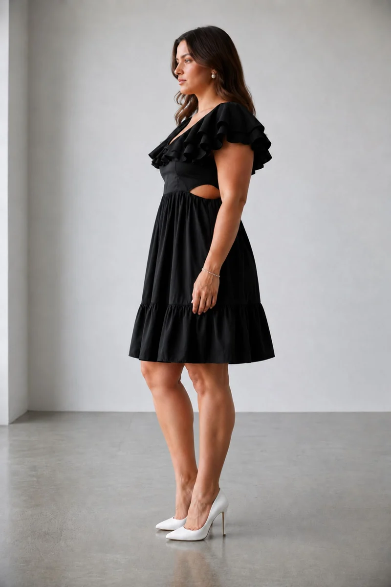 Rianelle|100% Cotton Ruffle Sleeve Mini Dress