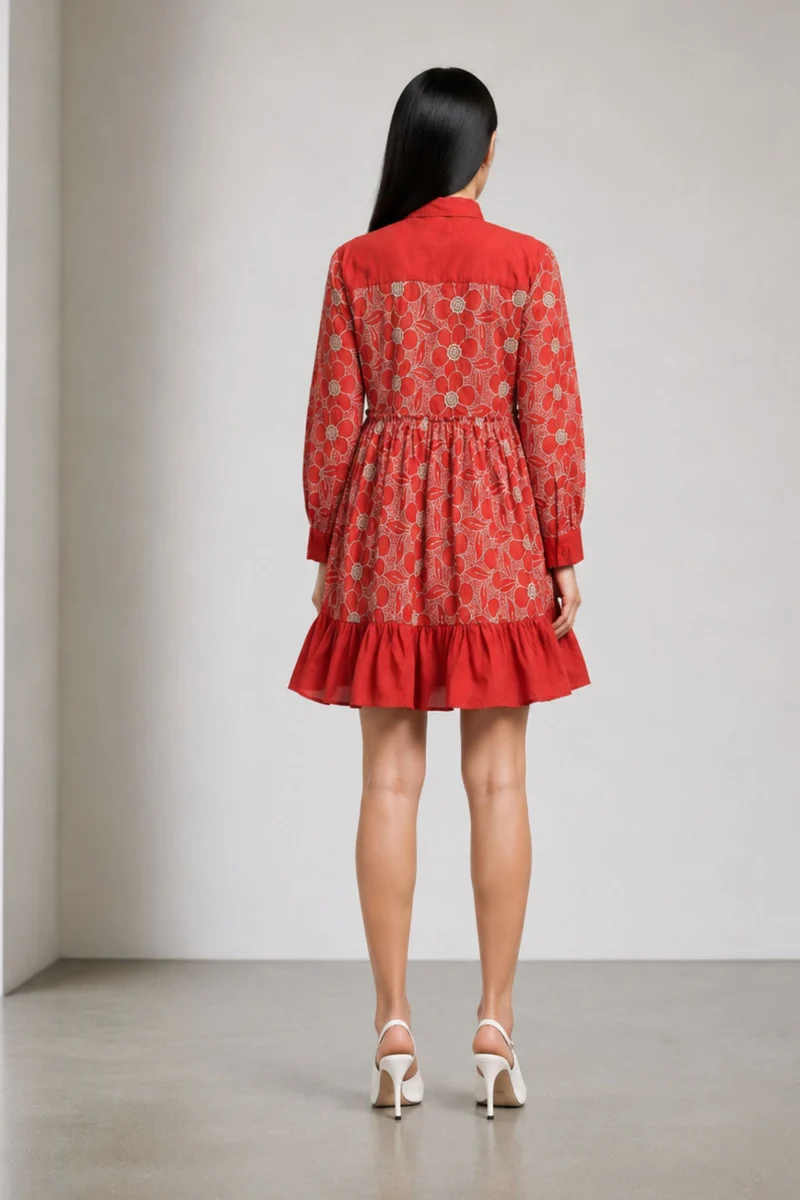 Avelisse|100% Cotton Embroidered Shirt Dress