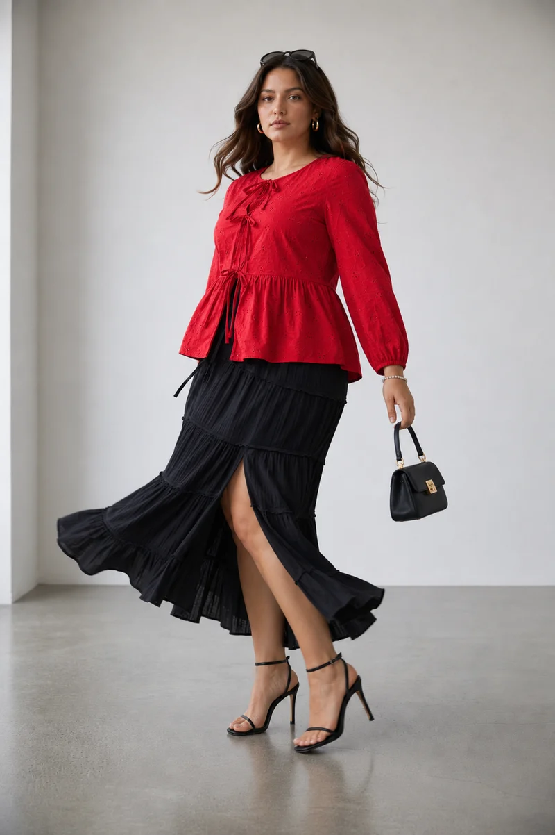 Lunaria Top|100% Cotton Schiffli Peplum Top