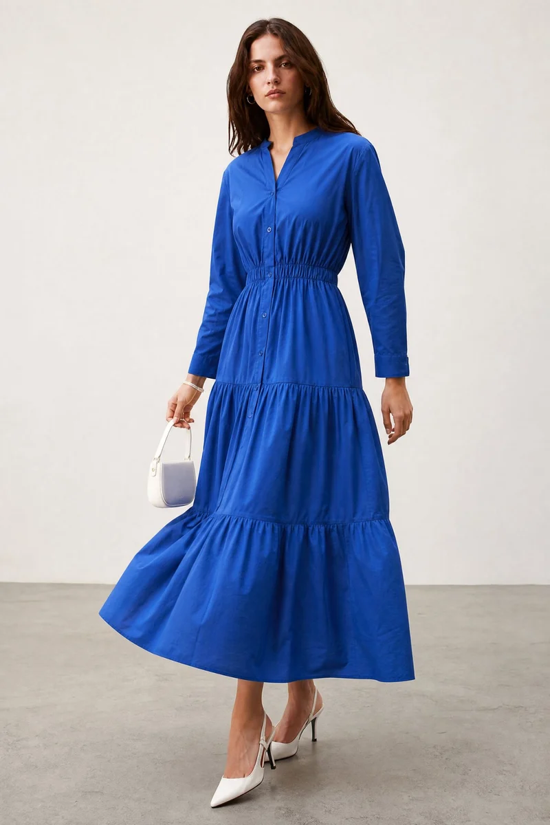Astoria|100% Cotton Back Cut-Out Detail Shirt Dress
